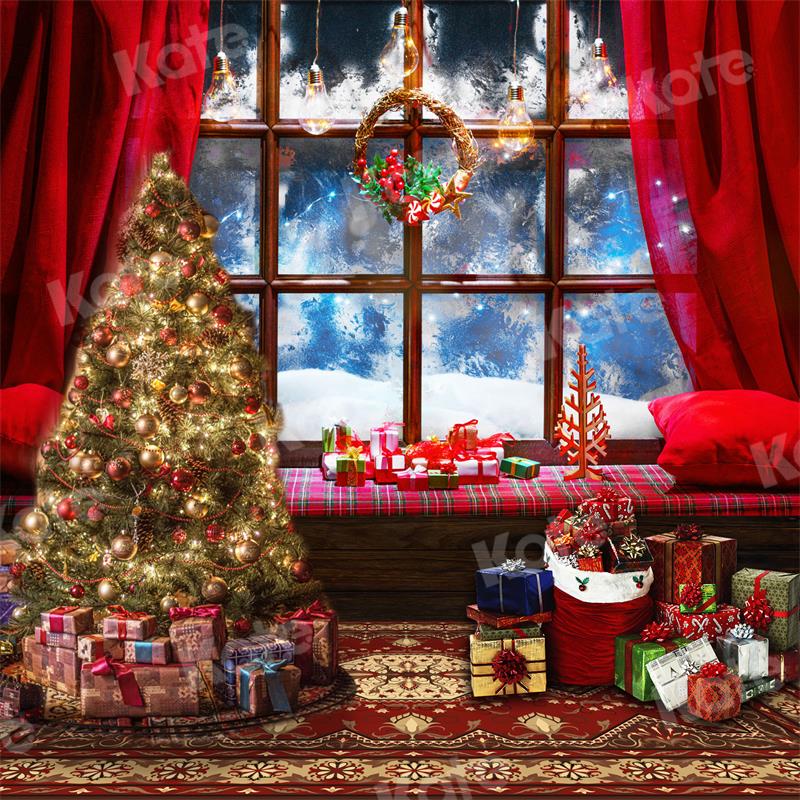 Kate Christmas Room Window Red Backdrop for Photography - Image 2