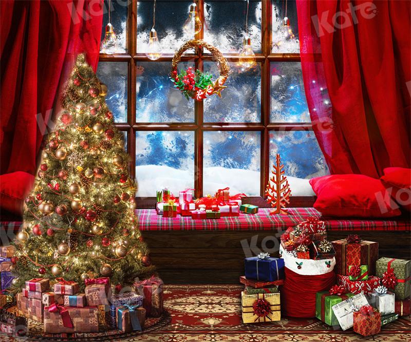 Kate Christmas Room Window Red Backdrop for Photography - Image 3