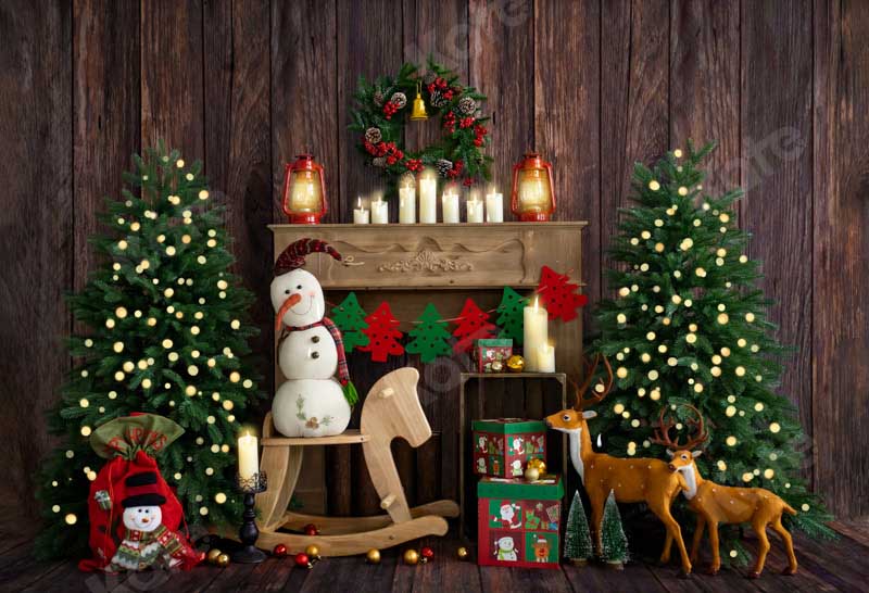 Kate Christmas Room with Elk Snowman Decorations Backdrop Designed by Emetselch - Image 2