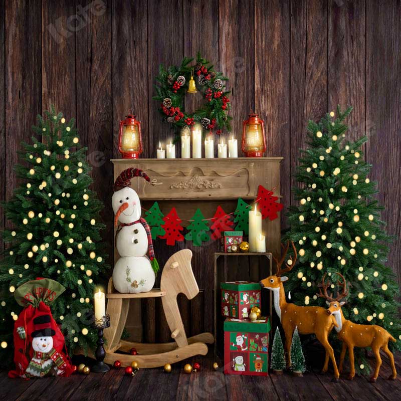 Kate Christmas Room with Elk Snowman Decorations Backdrop Designed by Emetselch - Image 4