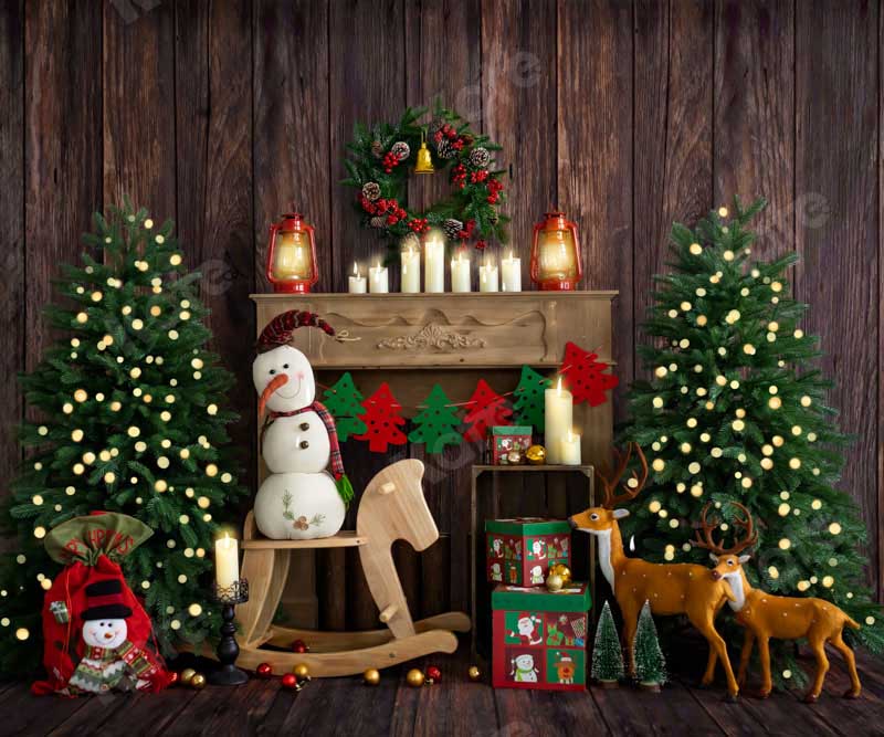 Kate Christmas Room with Elk Snowman Decorations Backdrop Designed by Emetselch - Image 5