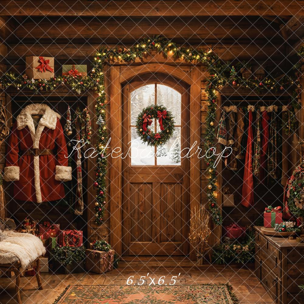 Kate Christmas Rustic Cabin Door Backdrop Designed by Emetselch - Image 2