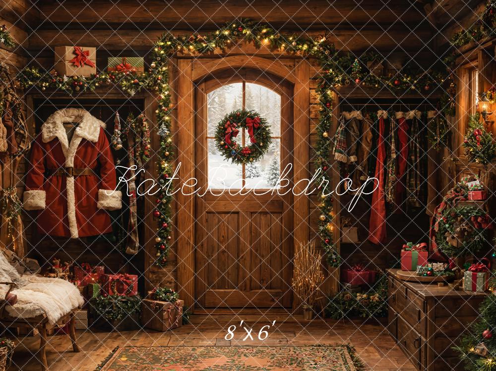 Kate Christmas Rustic Cabin Door Backdrop Designed by Emetselch - Image 3