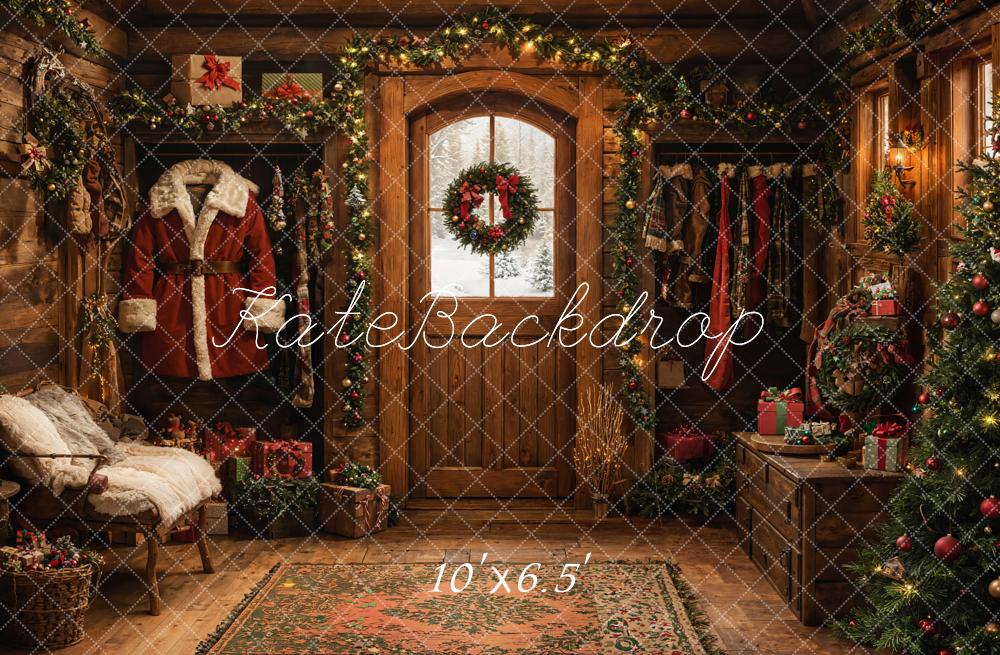 Kate Christmas Rustic Cabin Door Backdrop Designed by Emetselch - Image 4