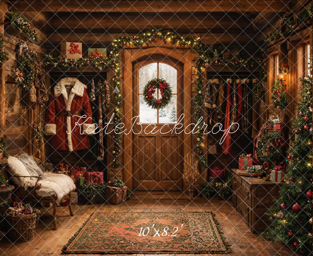 Kate Christmas Rustic Cabin Door Backdrop Designed by Emetselch - Image 5