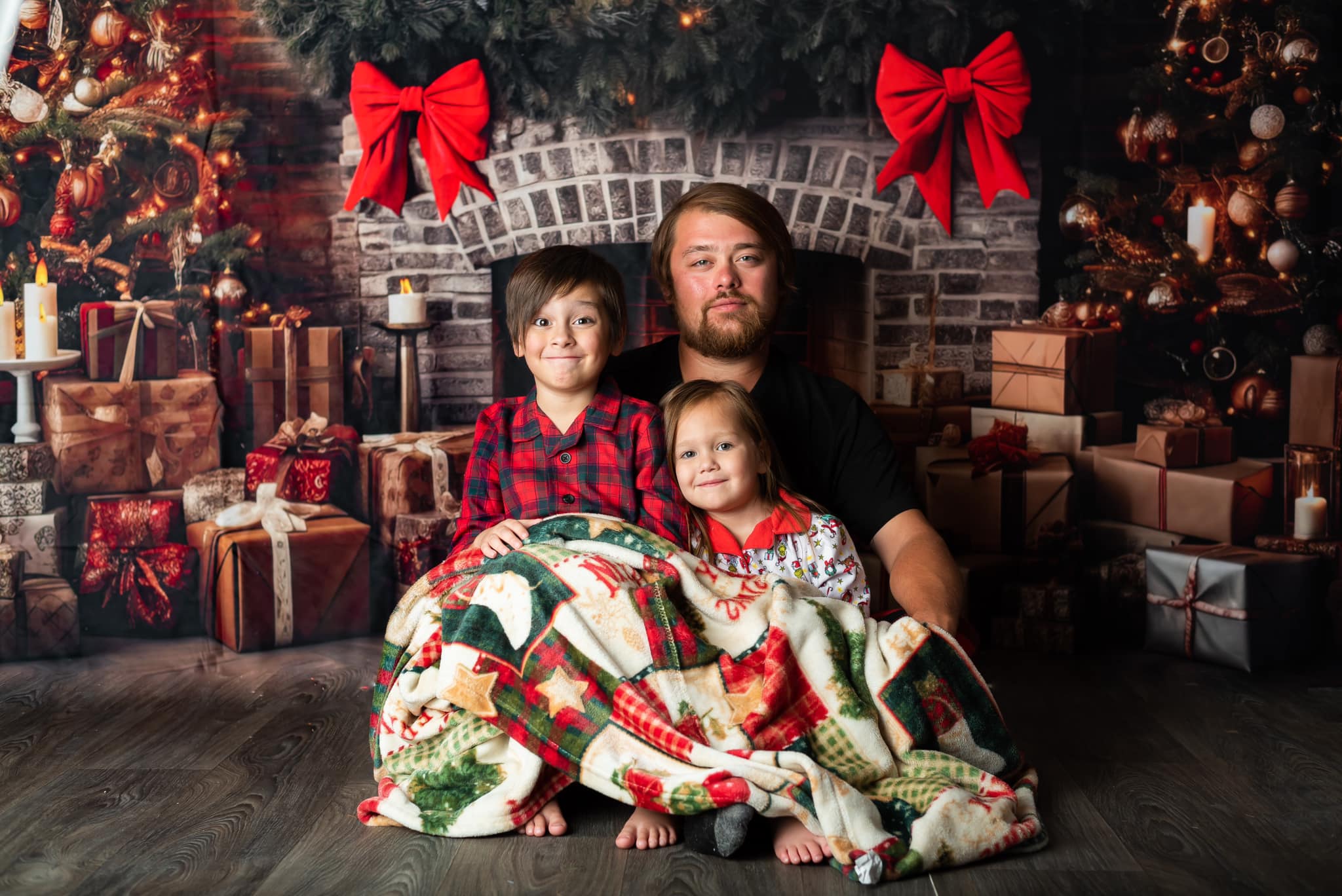 Kate Christmas Rustic Fireplace Trees Backdrop Designed by Mini MakeBelieve - Image 6