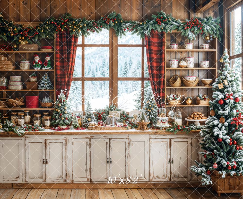 Kate Rustic Christmas Kitchen Backdrop Designed by Emetselch - Image 5