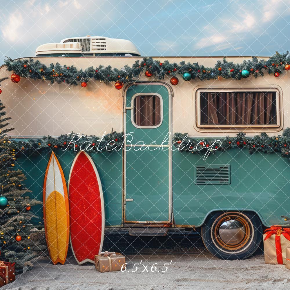 Kate Christmas RV Camper Beach Backdrop Designed by Mini MakeBelieve - Image 2