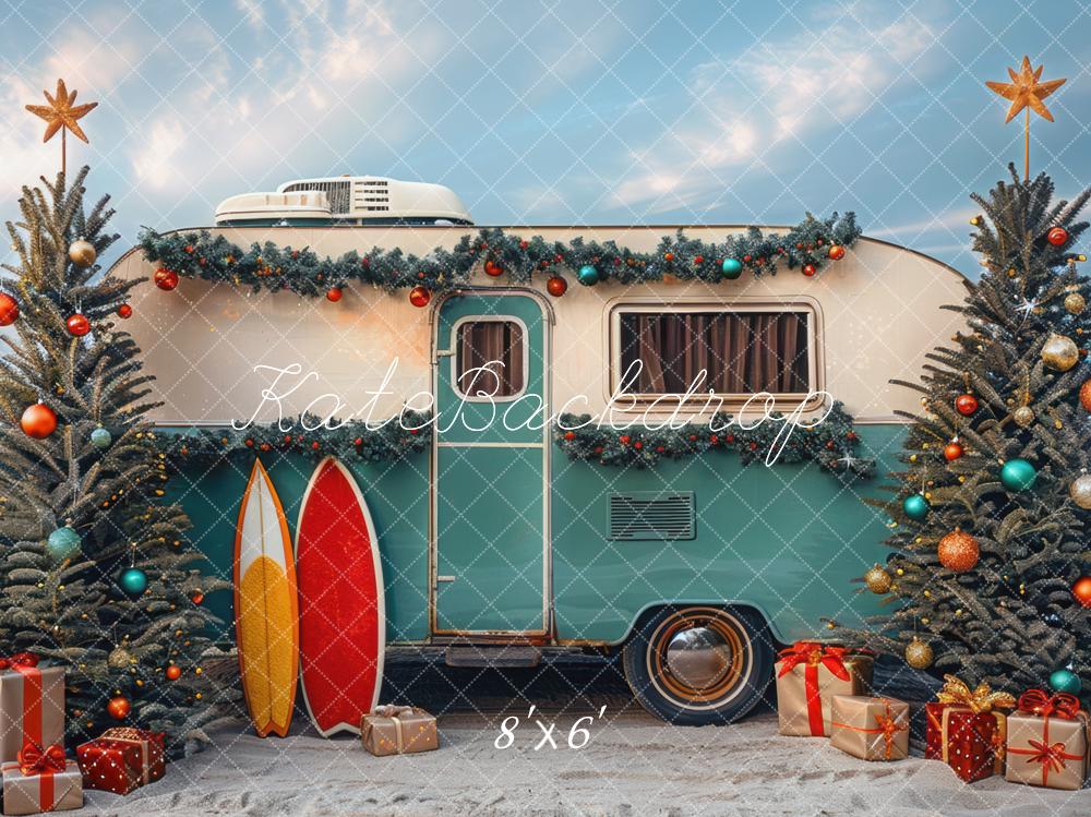 Kate Christmas RV Camper Beach Backdrop Designed by Mini MakeBelieve - Image 3