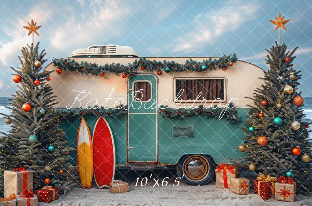 Kate Christmas RV Camper Beach Backdrop Designed by Mini MakeBelieve - Image 4