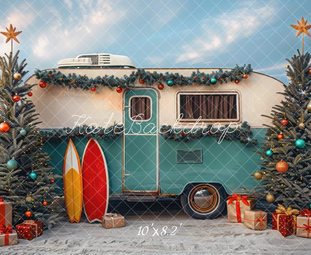 Kate Christmas RV Camper Beach Backdrop Designed by Mini MakeBelieve - Image 5