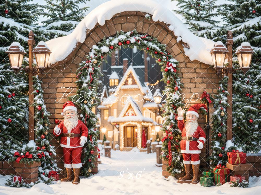 Kate Christmas Santa Castle Arched Brick Backdrop Designed by Chain Photography - Image 3