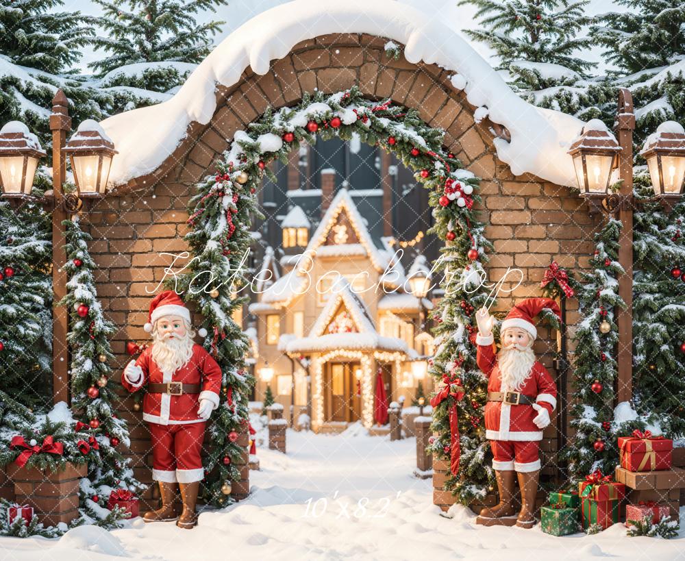 Kate Christmas Santa Castle Arched Brick Backdrop Designed by Chain Photography - Image 5