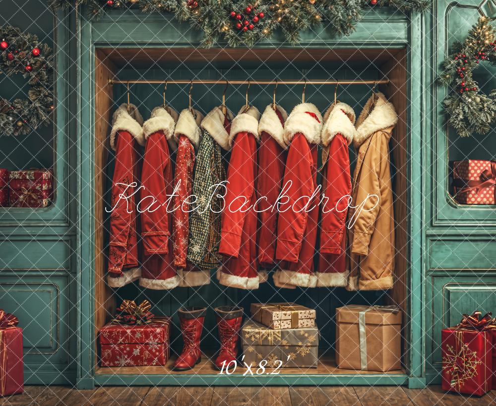 Kate Christmas Santa Coats Blue Closet Backdrop Designed by Emetselch - Image 10
