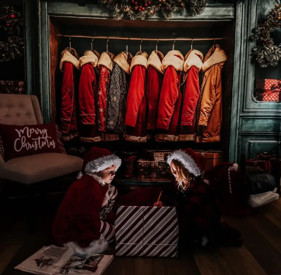 Kate Christmas Santa Coats Blue Closet Backdrop Designed by Emetselch - Image 6