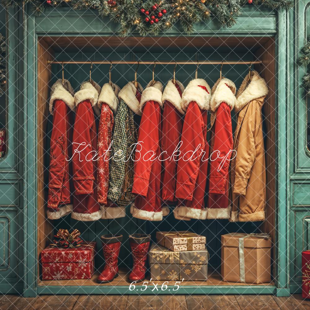 Kate Christmas Santa Coats Blue Closet Backdrop Designed by Emetselch - Image 7