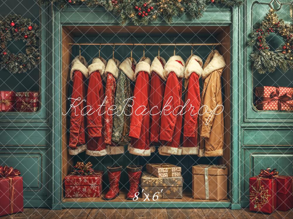 Kate Christmas Santa Coats Blue Closet Backdrop Designed by Emetselch - Image 8