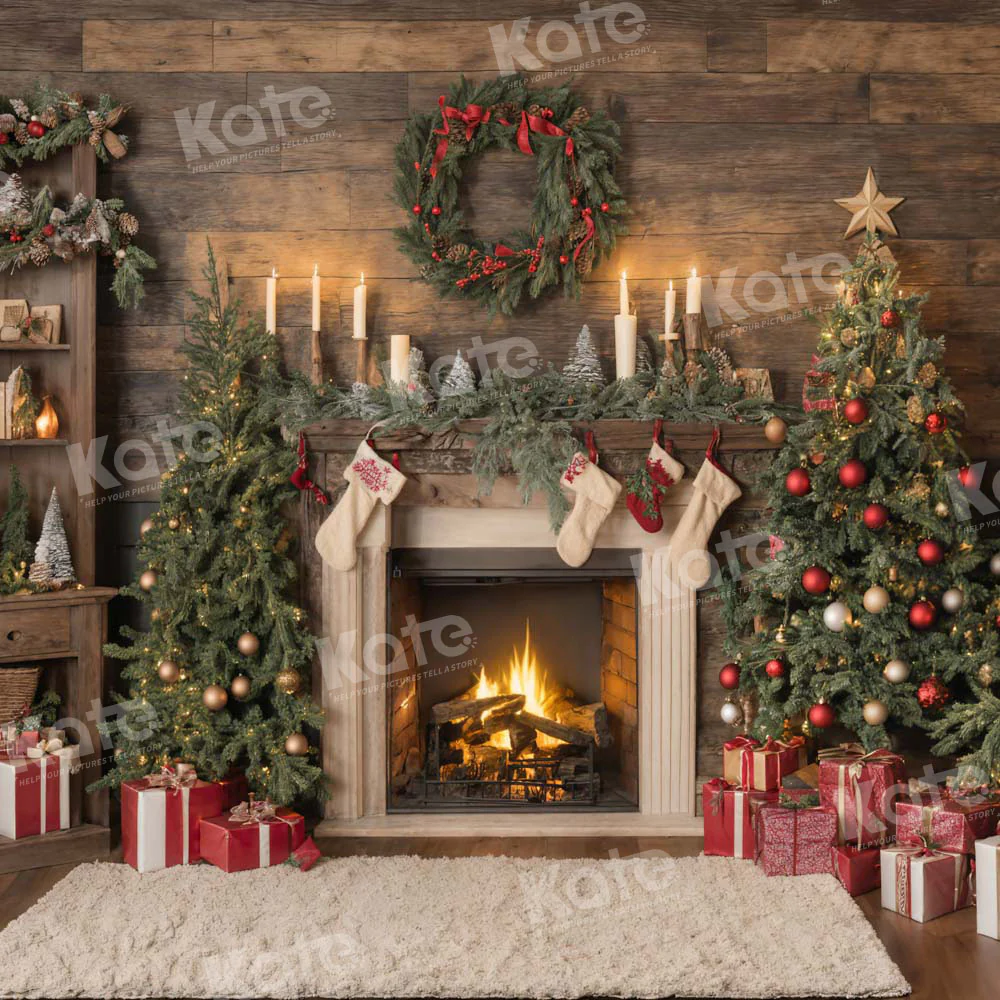Kate Christmas Santa Room Fireplace Socks Backdrop for Photography - Image 5