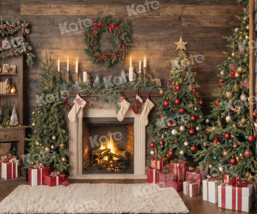 Kate Christmas Santa Room Fireplace Socks Backdrop for Photography - Image 7