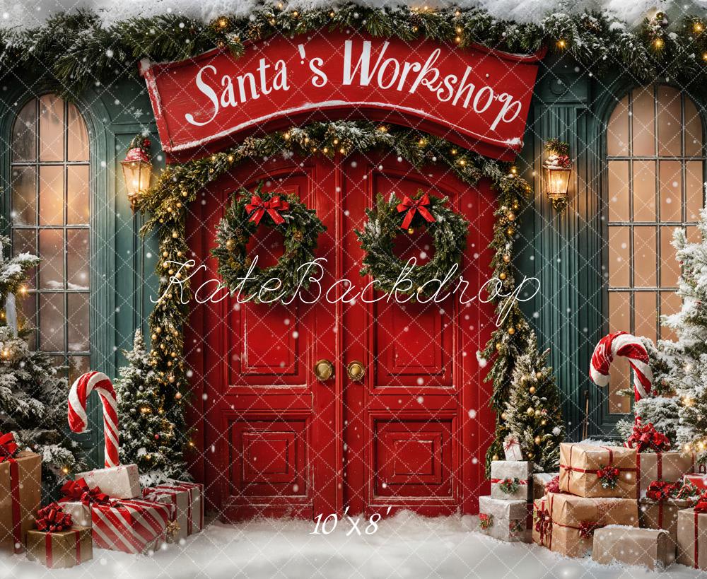 Kate Christmas Santa Workshop Fleece Backdrop Designed by Emetselch - Image 3