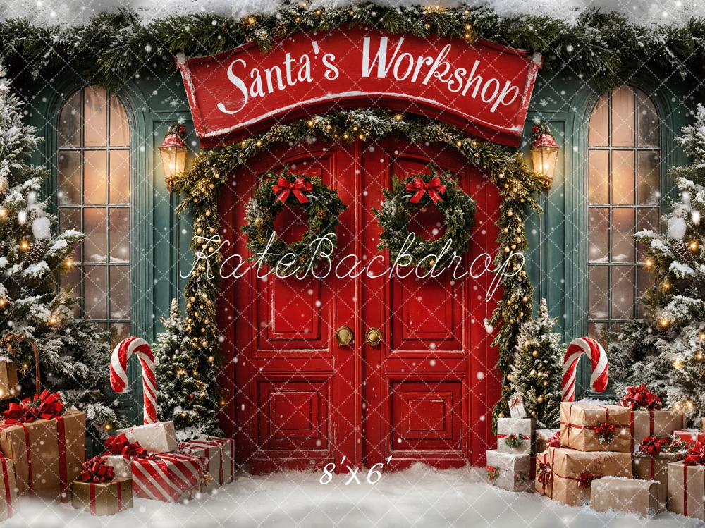 Kate Christmas Santa Workshop Red Door Backdrop Designed by Emetselch - Image 12