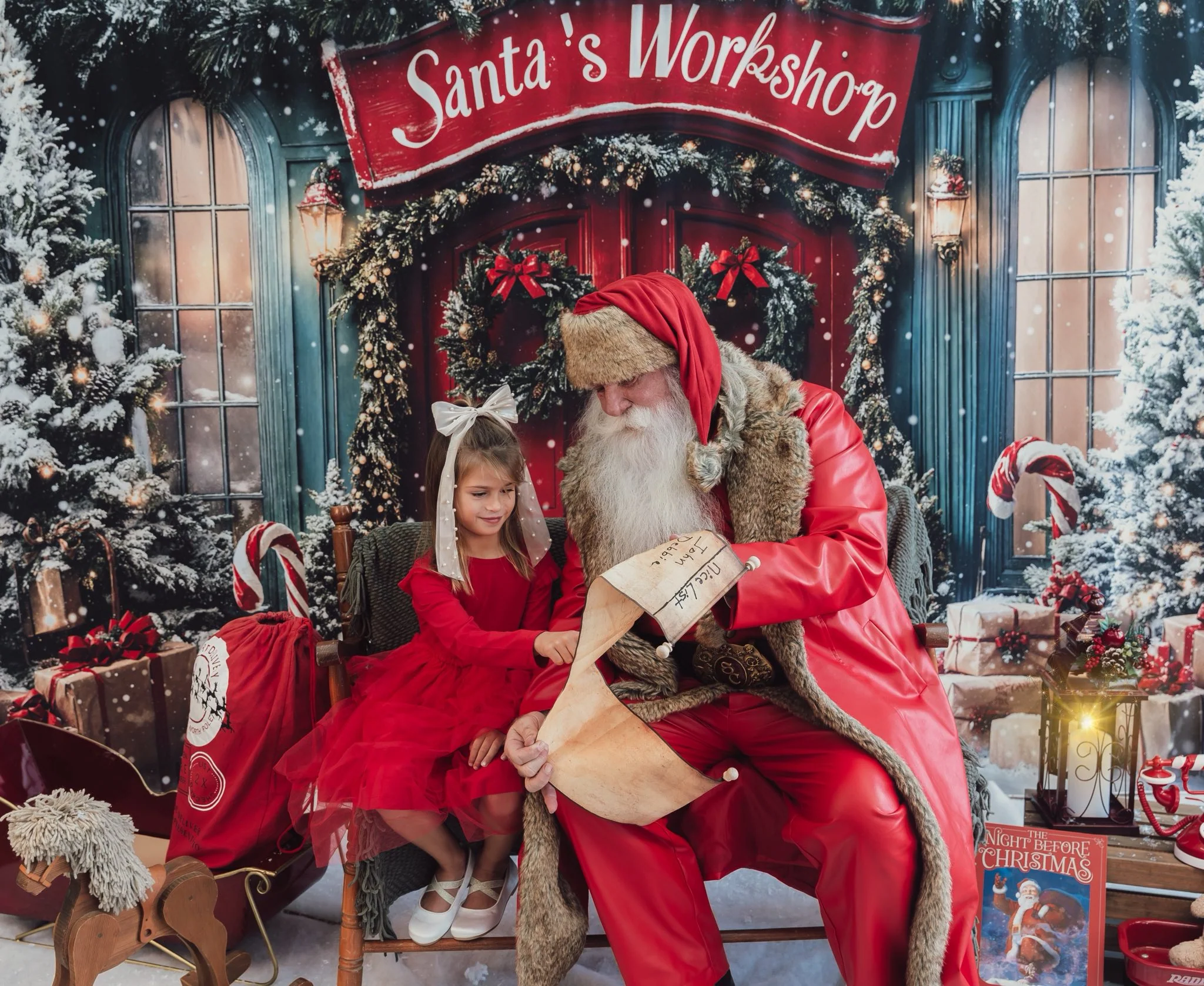 Kate Christmas Santa Workshop Red Door Backdrop Designed by Emetselch - Image 5