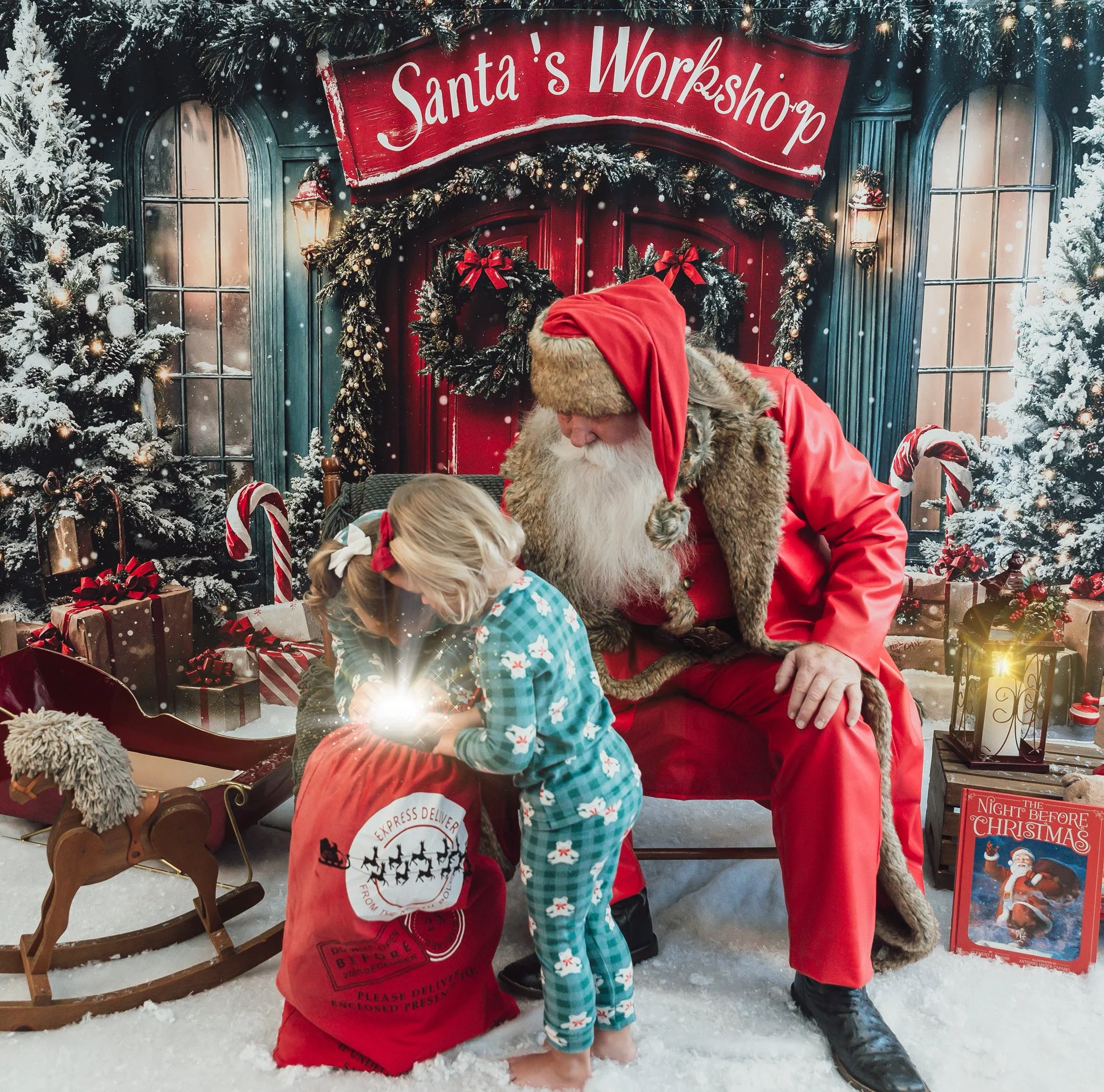 Kate Christmas Santa Workshop Red Door Backdrop Designed by Emetselch - Image 8