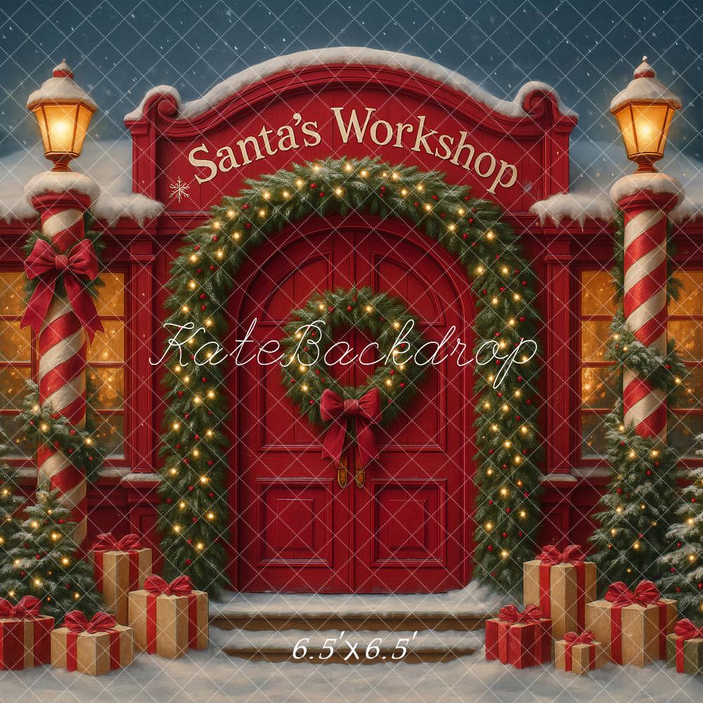Kate Christmas Santa's Workshop Trees Night Backdrop Designed by Ashley Paul - Image 2
