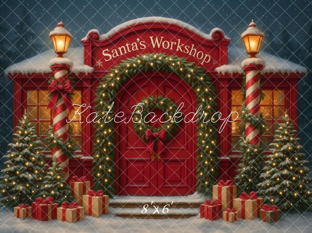 Kate Christmas Santa's Workshop Trees Night Backdrop Designed by Ashley Paul - Image 3
