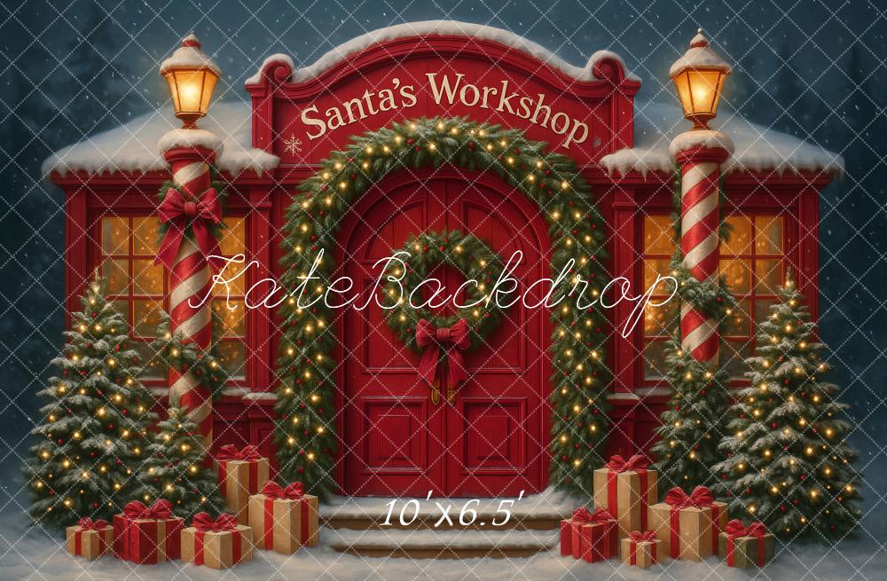 Kate Christmas Santa's Workshop Trees Night Backdrop Designed by Ashley Paul - Image 4