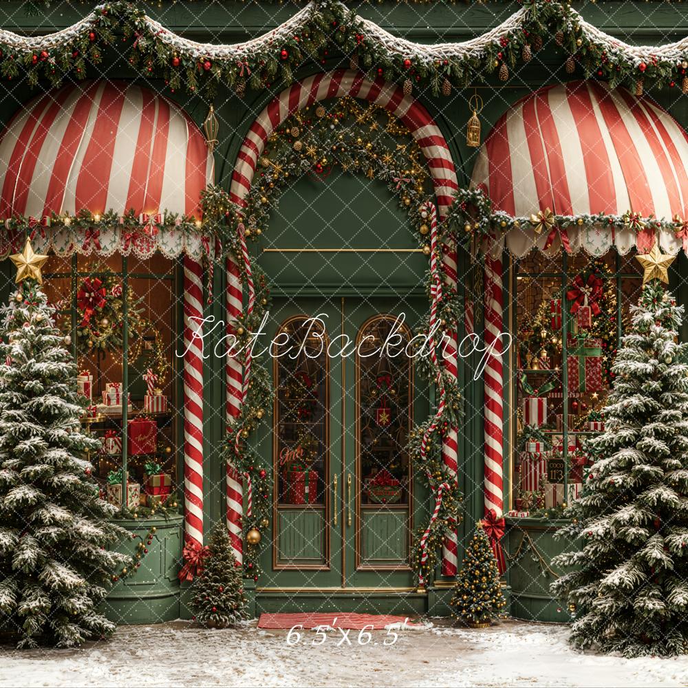 Kate Christmas Shop Window Candy Cane Backdrop Designed by Emetselch - Image 2