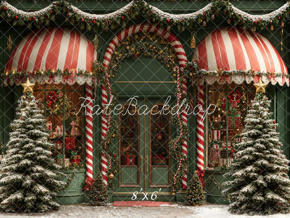 Kate Christmas Shop Window Candy Cane Backdrop Designed by Emetselch - Image 3