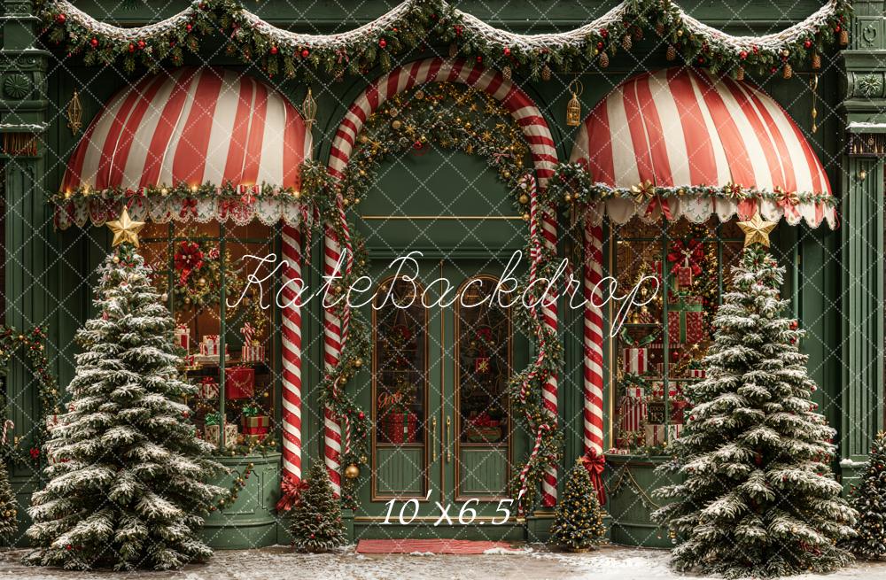 Kate Christmas Shop Window Candy Cane Backdrop Designed by Emetselch - Image 4