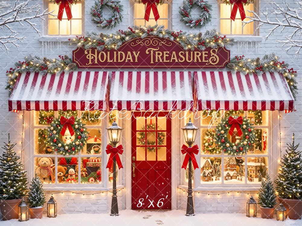 Kate Christmas Shop Window Snow Garland Backdrop Designed by Emetselch - Image 5