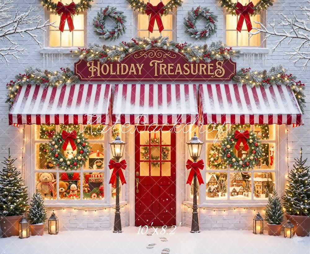 Kate Christmas Shop Window Snow Garland Backdrop Designed by Emetselch - Image 8