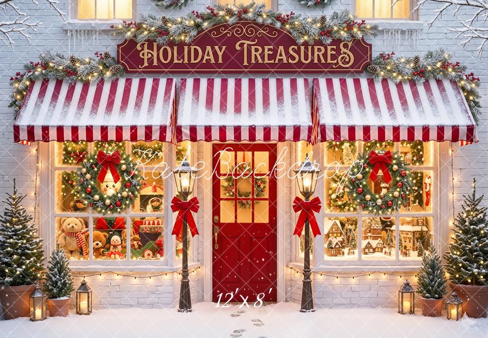 Kate Christmas Shopfront Wreaths Toys Fleece Backdrop Designed by Emetselch - Image 4