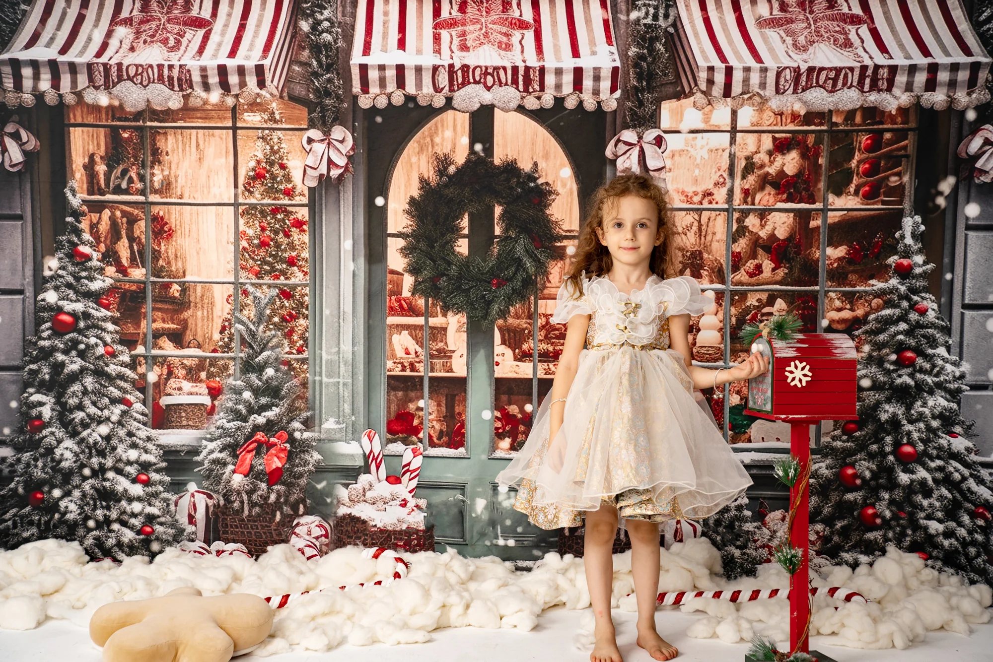 Kate Christmas Snow Cabin Backdrop for Photography - Image 3