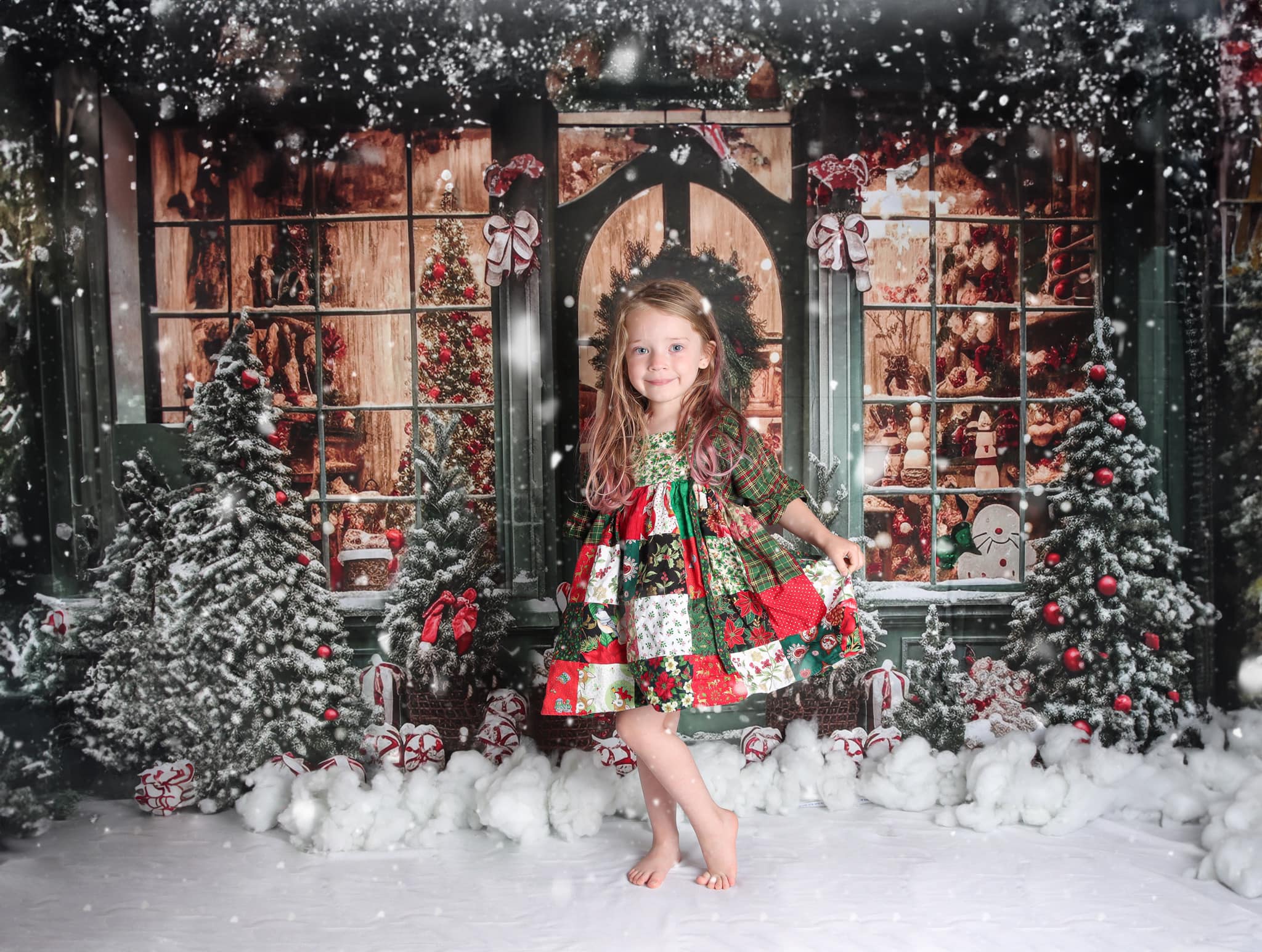 Kate Christmas Snow Cabin Backdrop for Photography - Image 5