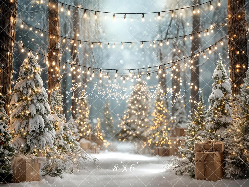 Kate Christmas Snow Forest Fairy Lights Backdrop Designed by Emetselch - Image 3