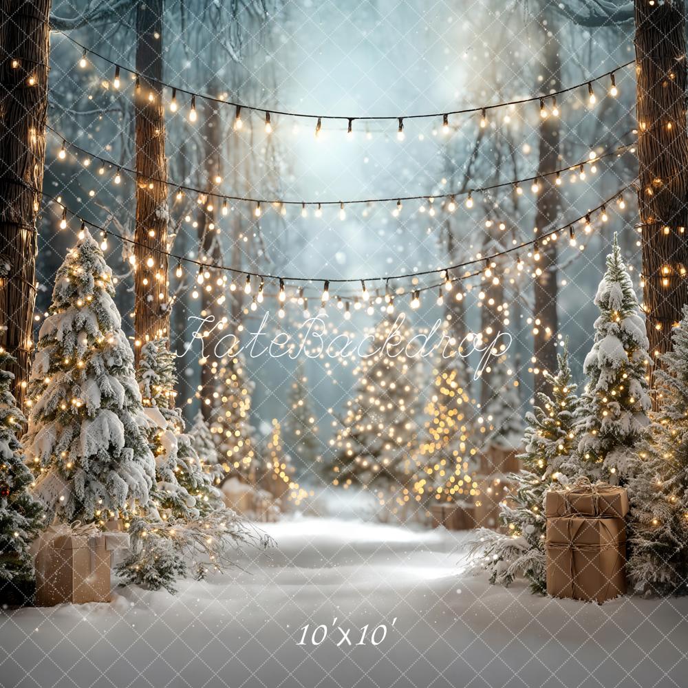 Kate Christmas Snow Forest Fairy Lights Backdrop Designed by Emetselch - Image 7
