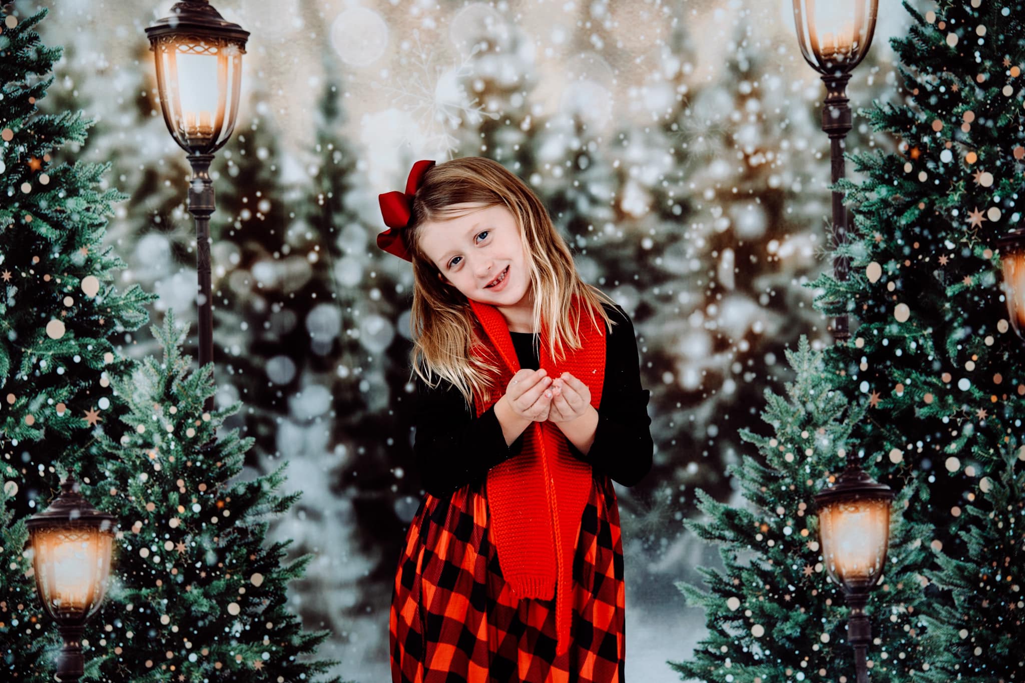 Kate Christmas Snow Forest Lights Fleece Backdrop for Photography - Image 13