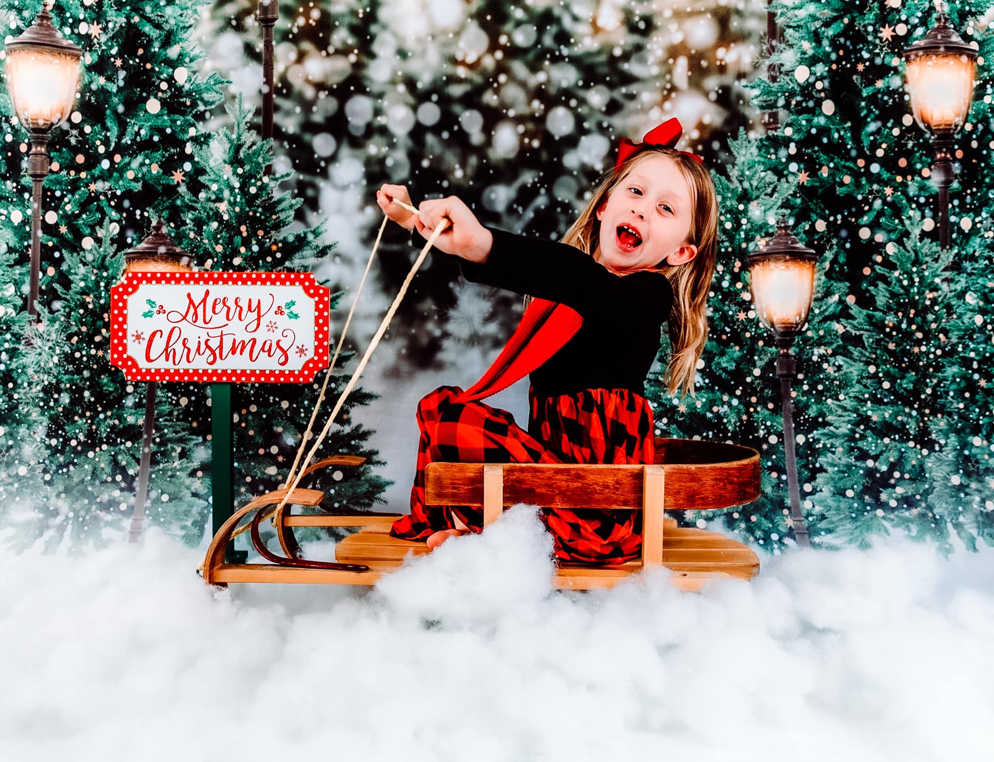 Kate Christmas Snow Forest Lights Fleece Backdrop for Photography - Image 14