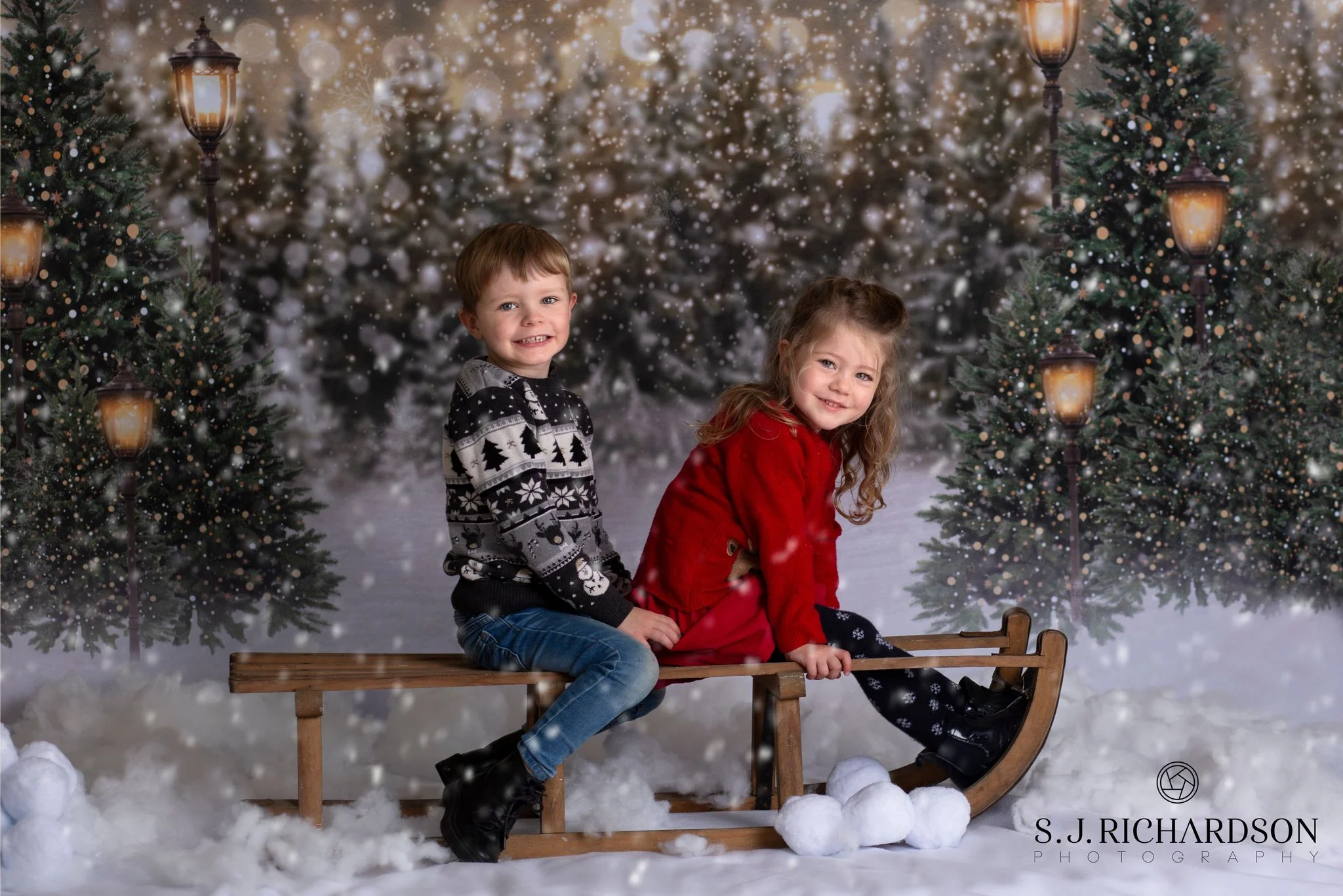 Kate Christmas Snow Forest Lights Fleece Backdrop for Photography - Image 4