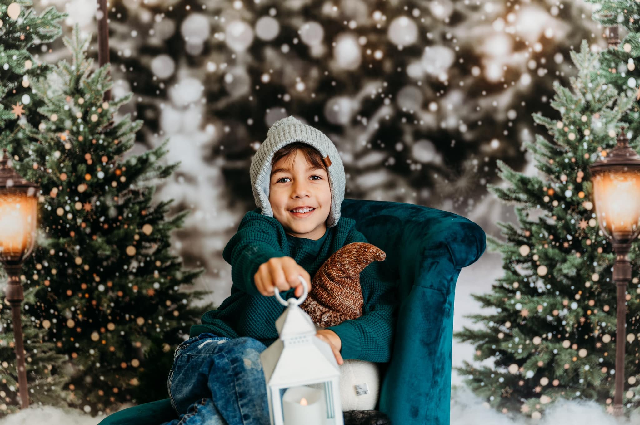Kate Christmas Snow Forest Lights Fleece Backdrop for Photography - Image 6