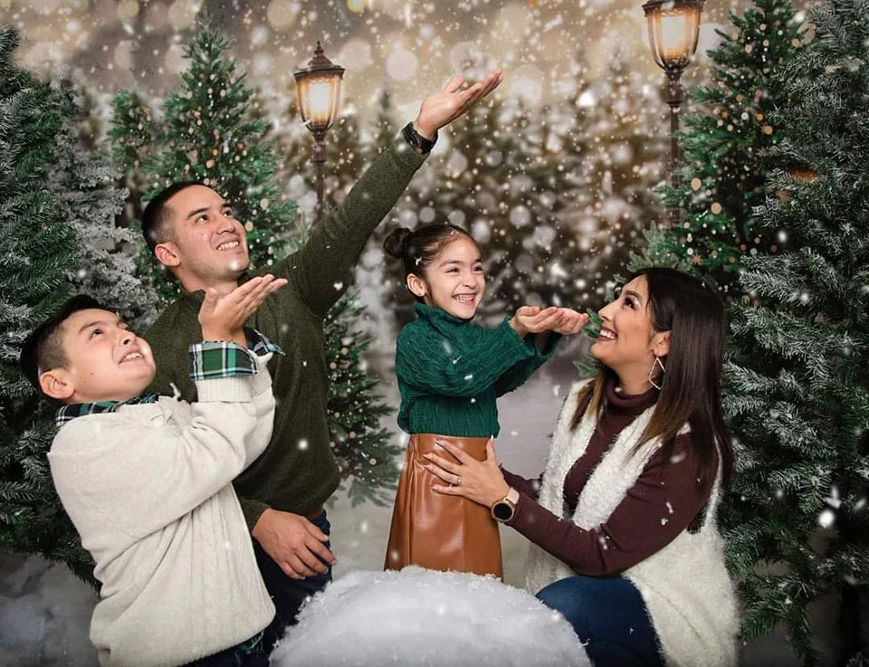 Kate Christmas Snow Forest Lights Fleece Backdrop for Photography - Image 9