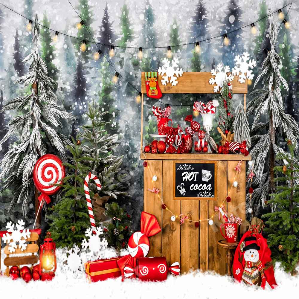 Kate Christmas Snow Hot Cocoa Candy Backdrop Designed by Emetselch - Image 2