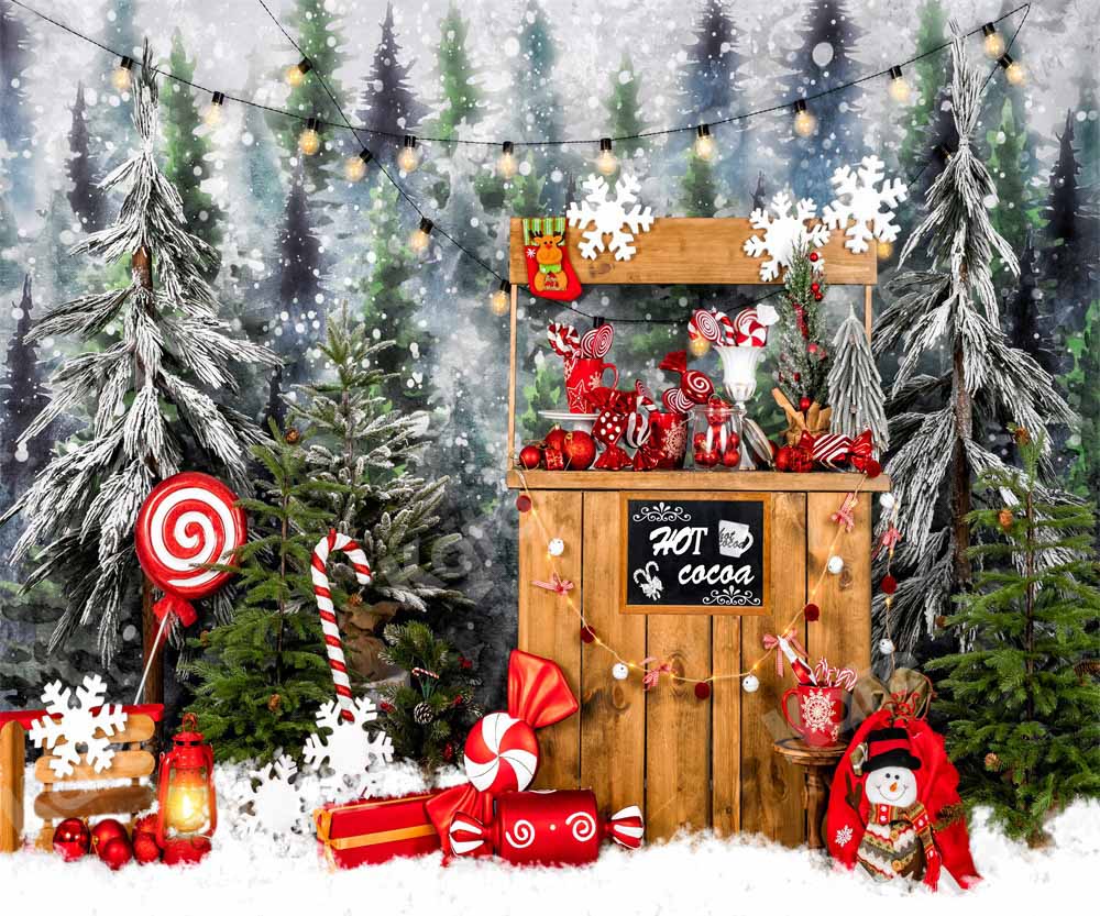 Kate Christmas Snow Hot Cocoa Candy Backdrop Designed by Emetselch - Image 3