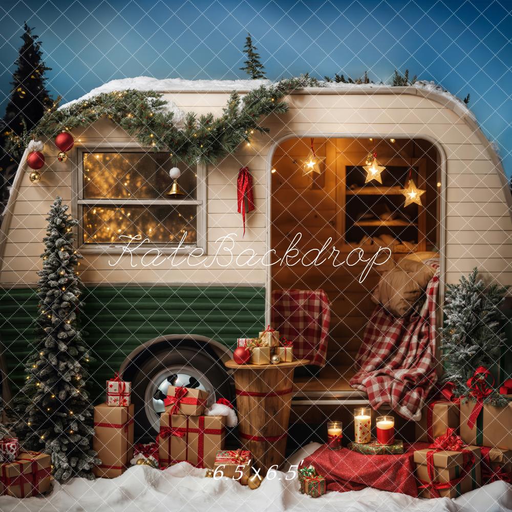 Kate Christmas Snow Night Camping Car Backdrop Designed by Emetselch - Image 5