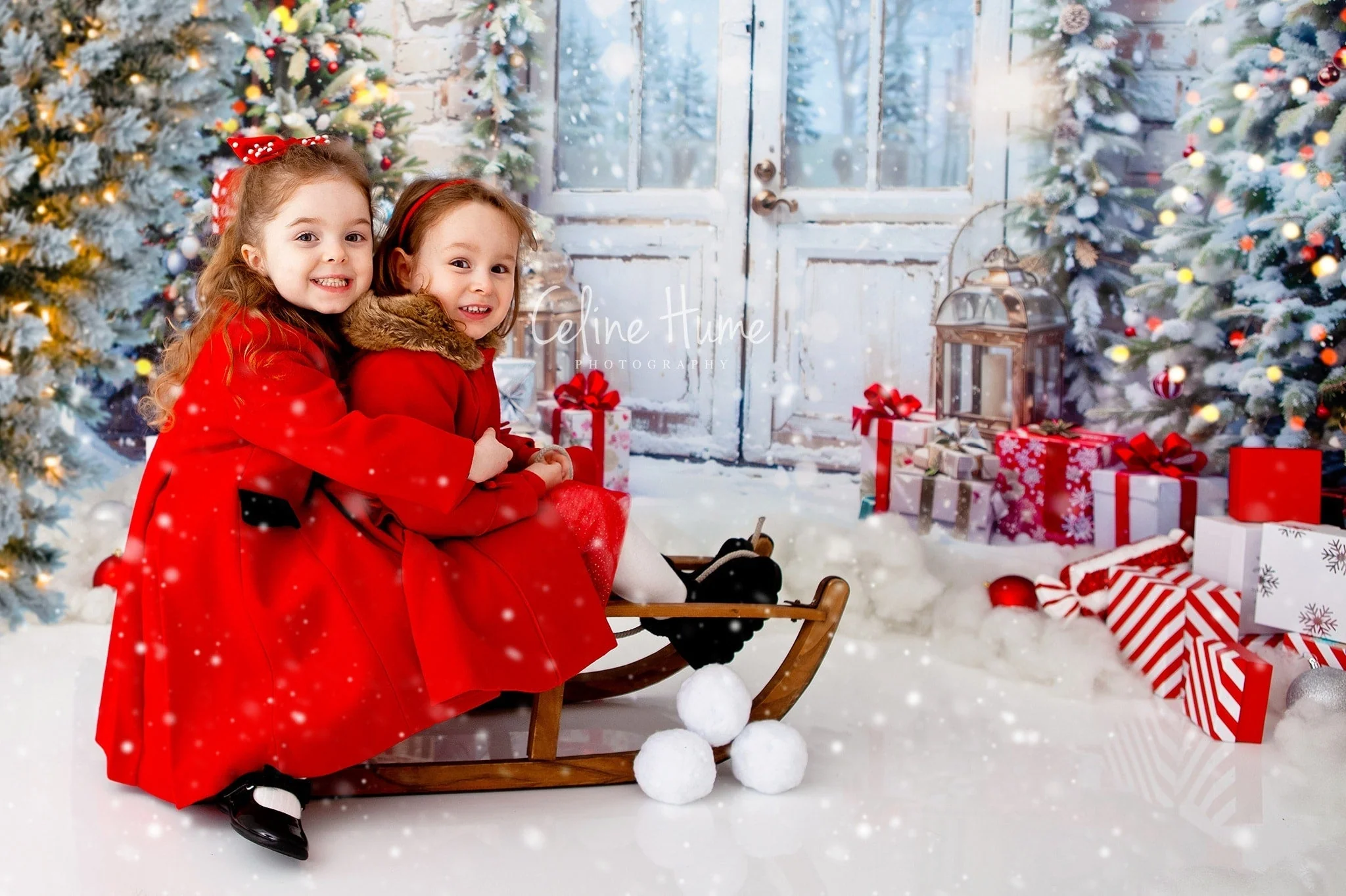 Kate Christmas Snow Tree Door Fleece Backdrop Designed by Emetselch - Image 10