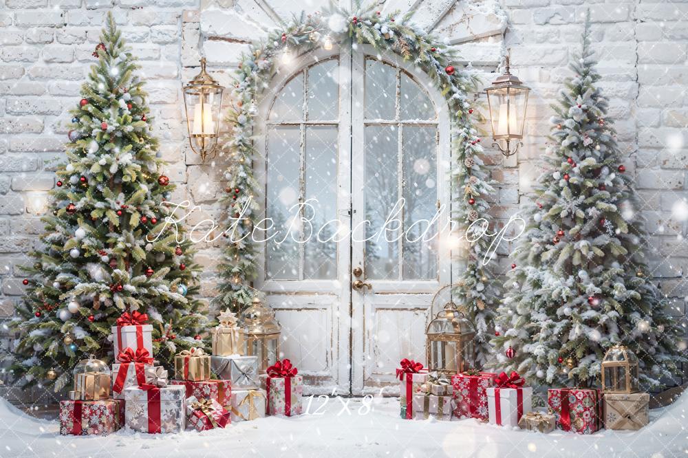 Kate Christmas Snow Tree Door Fleece Backdrop Designed by Emetselch - Image 11